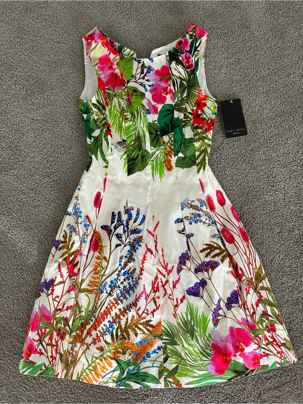 NEW Zara White Tropical Floral Dress XS